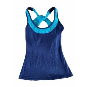 Lucy‎ Activewear Twist Back Tank Built In Bra Purple Blue Small
